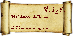 Nádassy Ábris névjegykártya